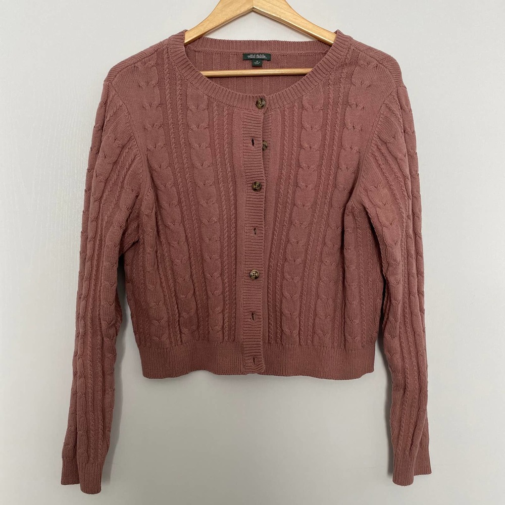 wild fable Dusty Rose Cable Knit Button Cardigan